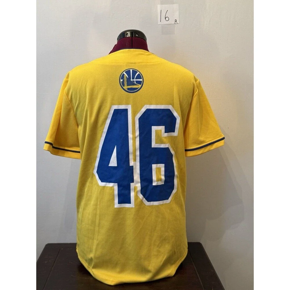 NBA Golden State Warriors Baseball-Style Button Jersey Men’s Medium Yellow #46